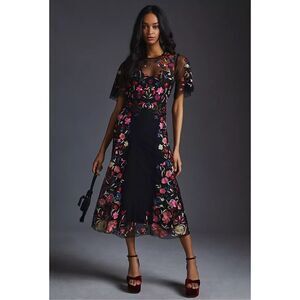 By Anthropologie Embroidered Floral Dress